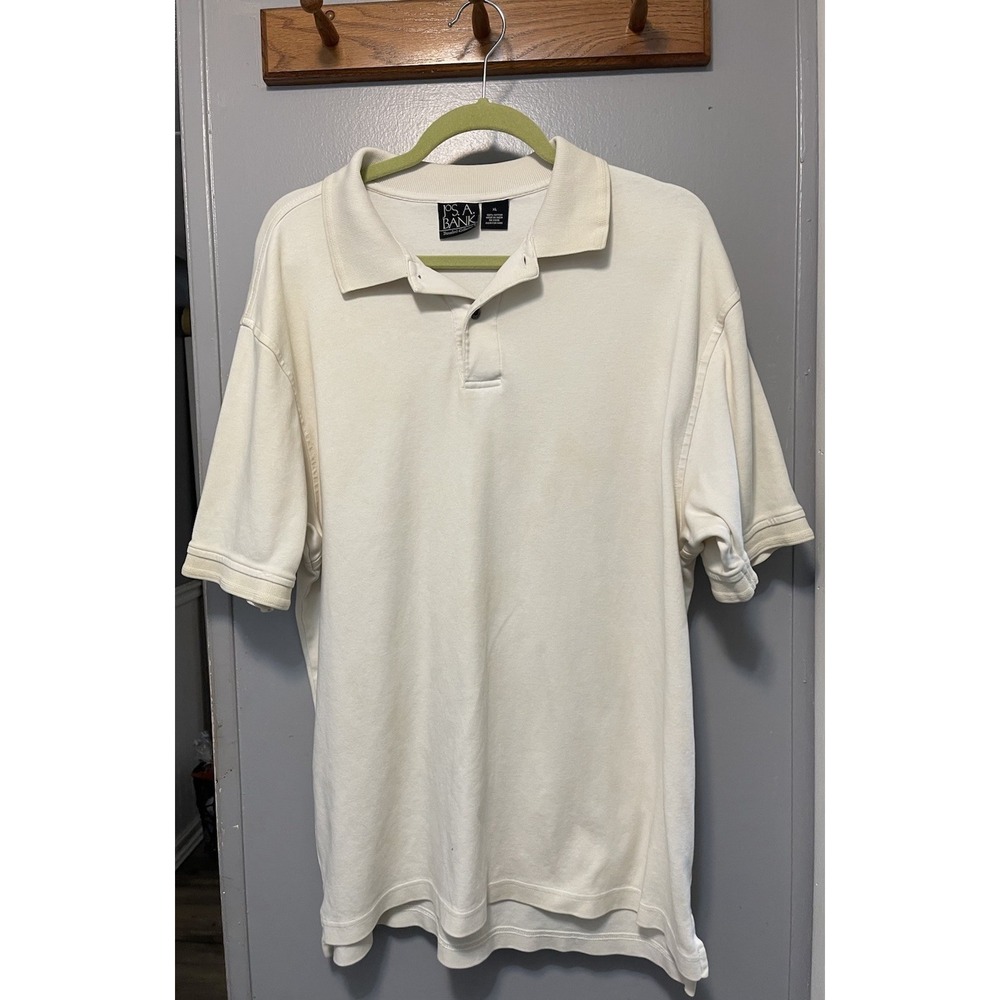 Jos.A.Bank Traveler Collection Short Sleeve Polo Ivory Color Men's Xl